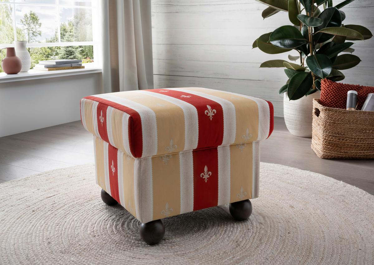 Relaxsessel mit Hocker Torello Gestreift Rot - Rot, KONVENTIONELL, Textil (92/102/145cm) - Livetastic