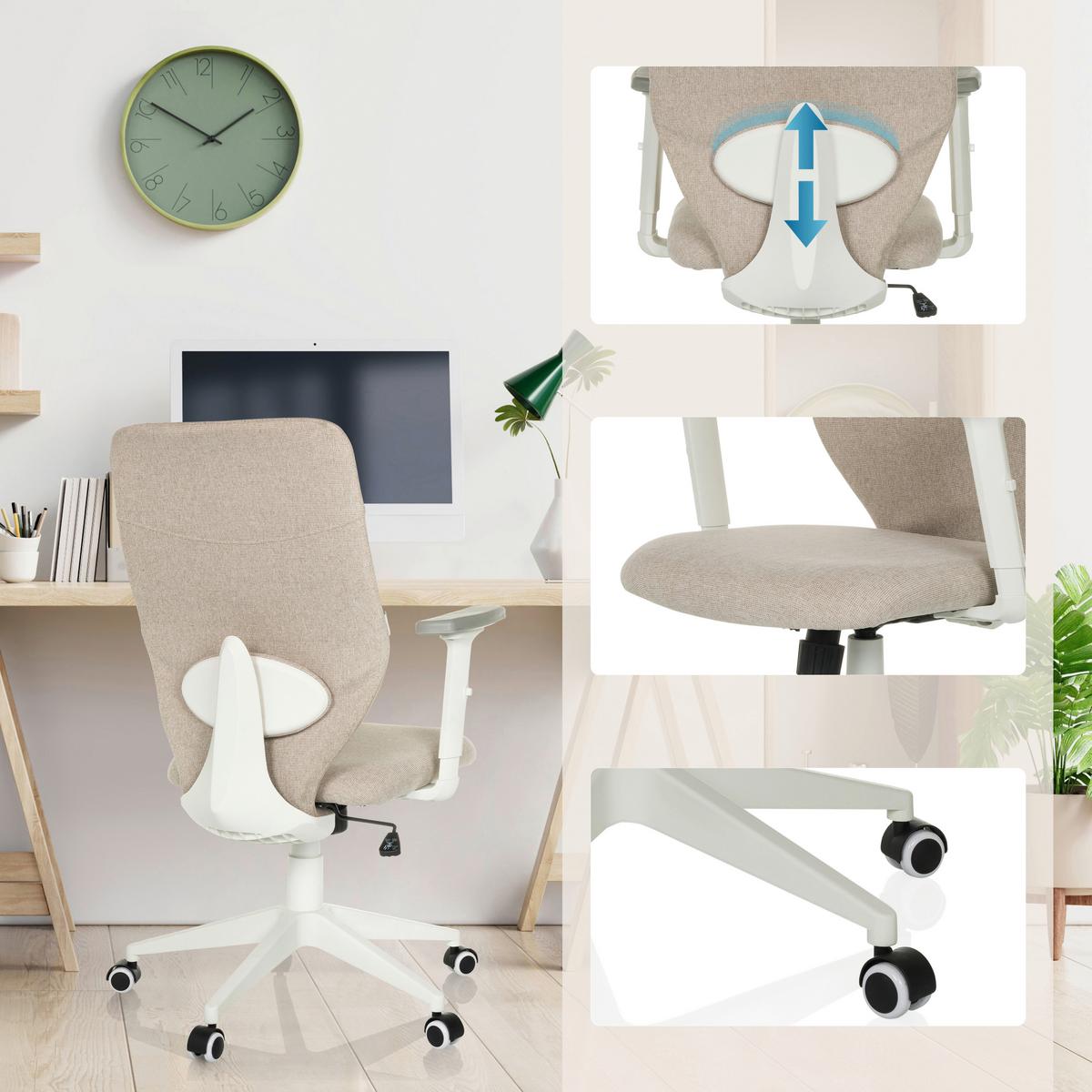 Drehstuhl Cossio II Beige B: 70 cm - Beige/Weiß, MODERN, Kunststoff/Textil (70/115/70cm) - MID.YOU