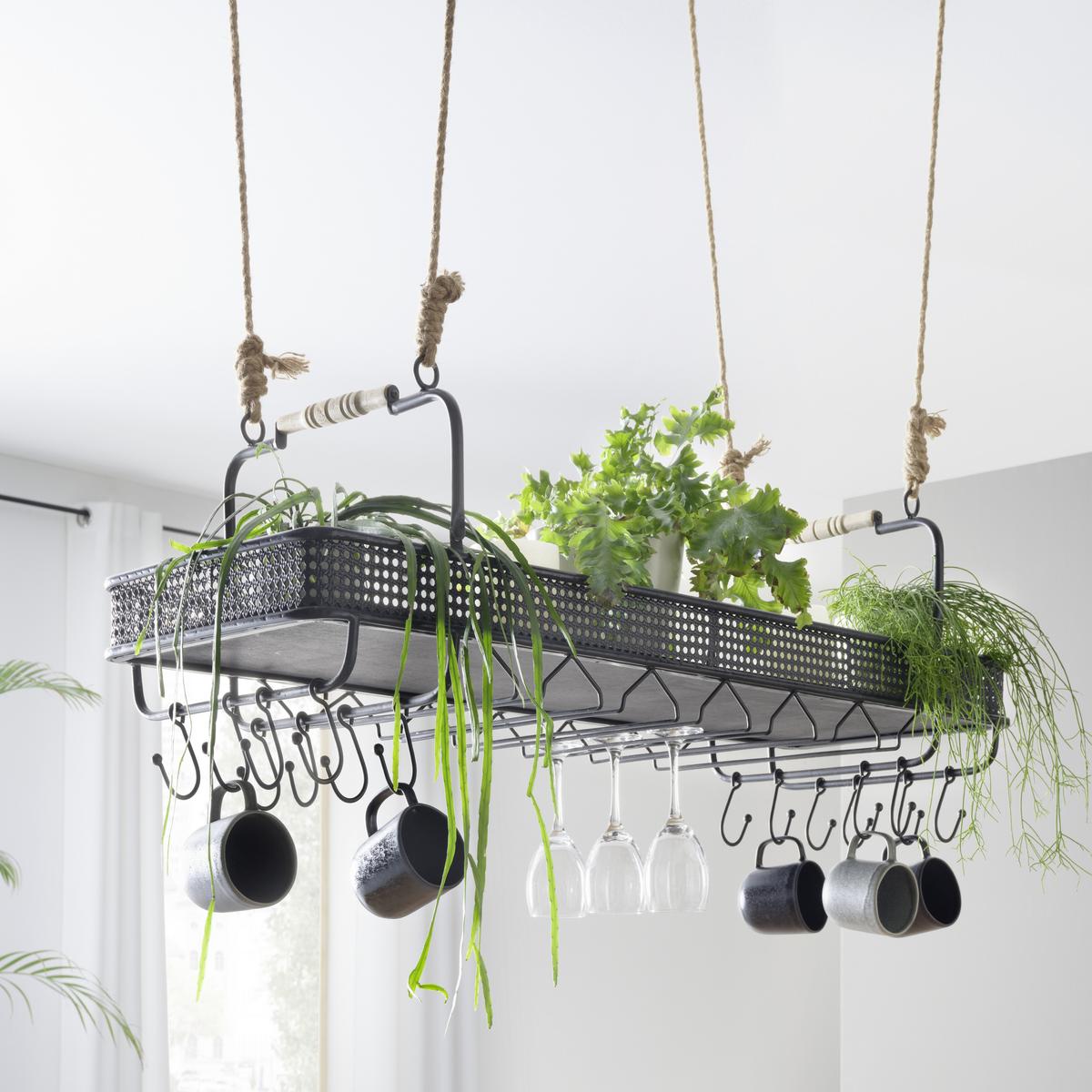 ZÁVĚSNÁ SKŘÍŇKA CONSTANTIN - černá/přírodní barvy, Lifestyle, kov/dřevo (120/35/41cm) - Premium Living