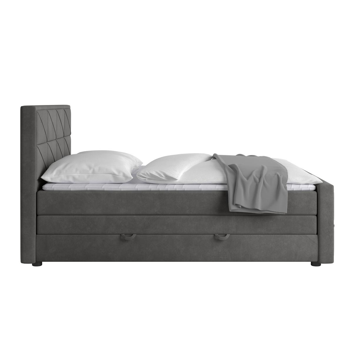Boxspringbett mit Bettkasten Helsinki 180x200 cm Anthrazit - Anthrazit/Schwarz, MODERN, Karton/Holzwerkstoff (180/200cm) - MID.YOU