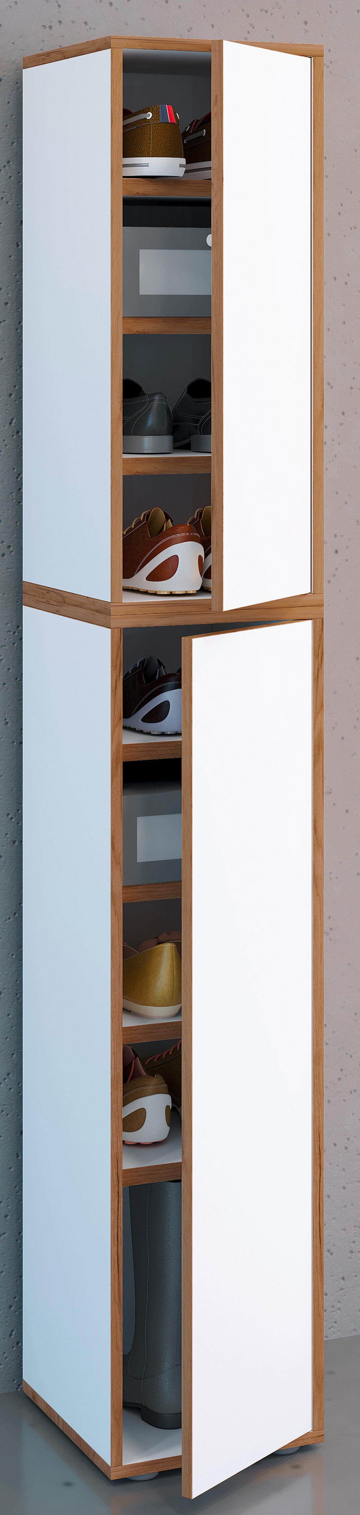 Schuhschrank Salia Honigeiche/Weiß B: 30 cm - Honigeiche/Weiß, Design, Holzwerkstoff (30/183/33cm) - MID.YOU
