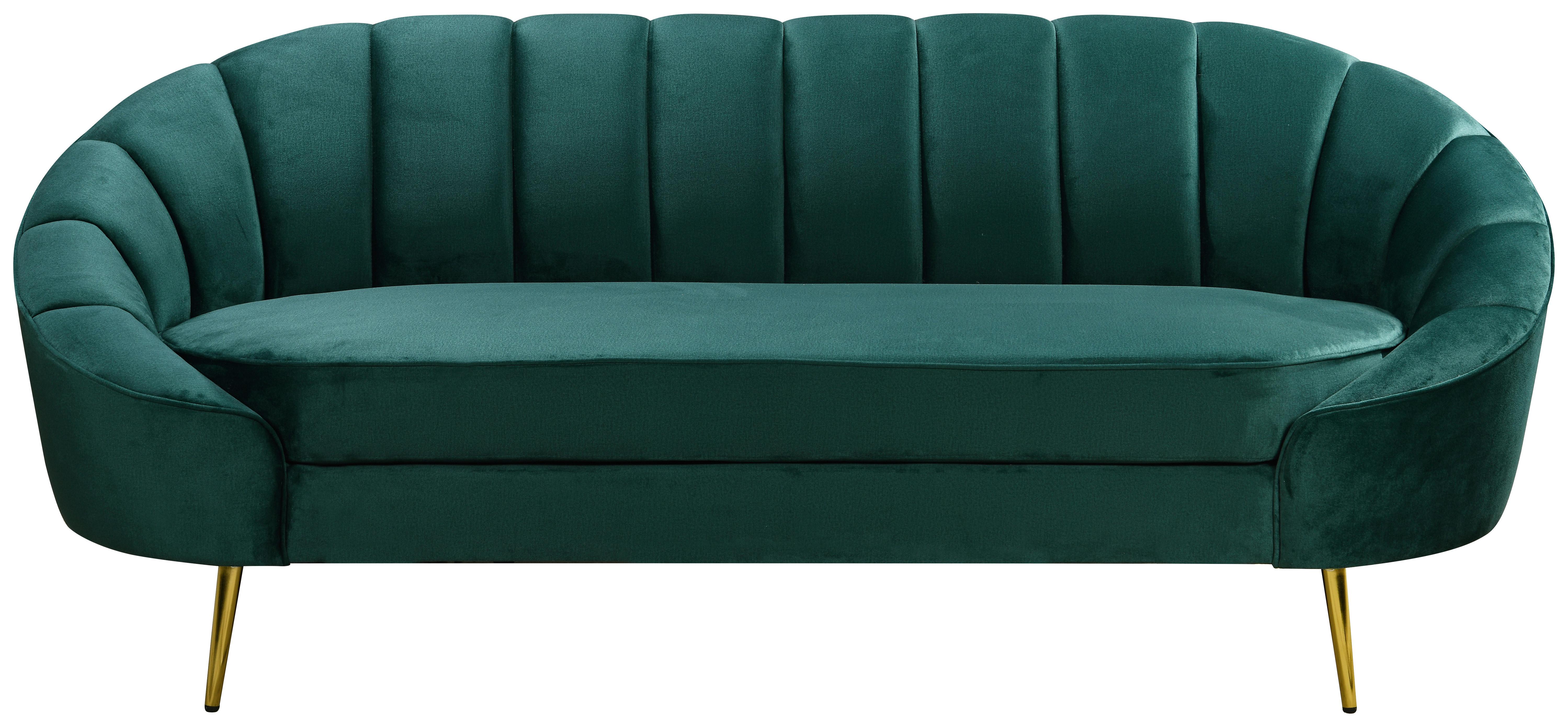 Trojmiestna pohovka STELLA, zelená - zelená/mosadzná, Design, kov/drevo (210/82/90cm) - Livetastic