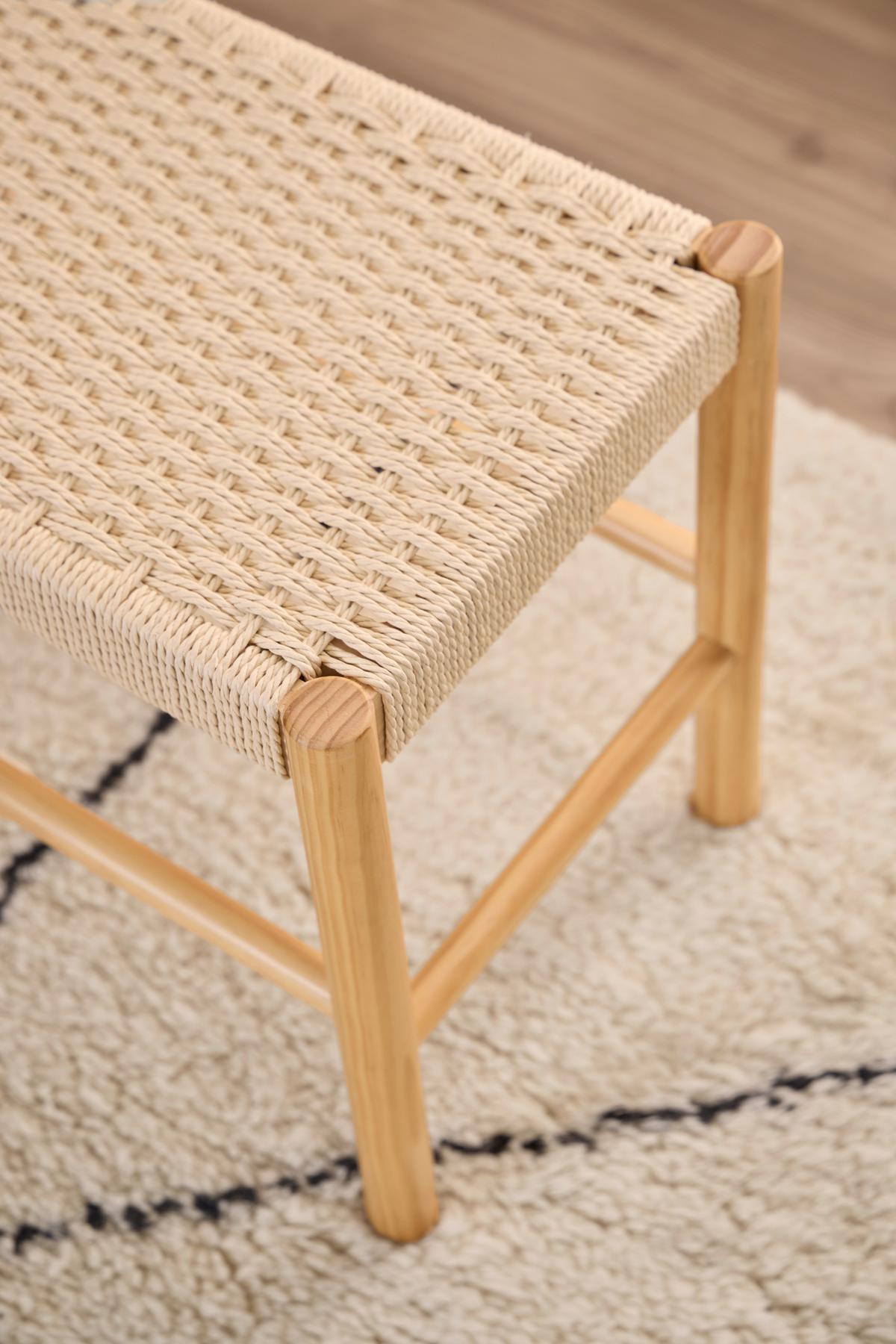 SEDACÍ LAVICE ALVIN - barvy borovice/přírodní barvy, Trend, dřevo/textil (80/45/35cm)