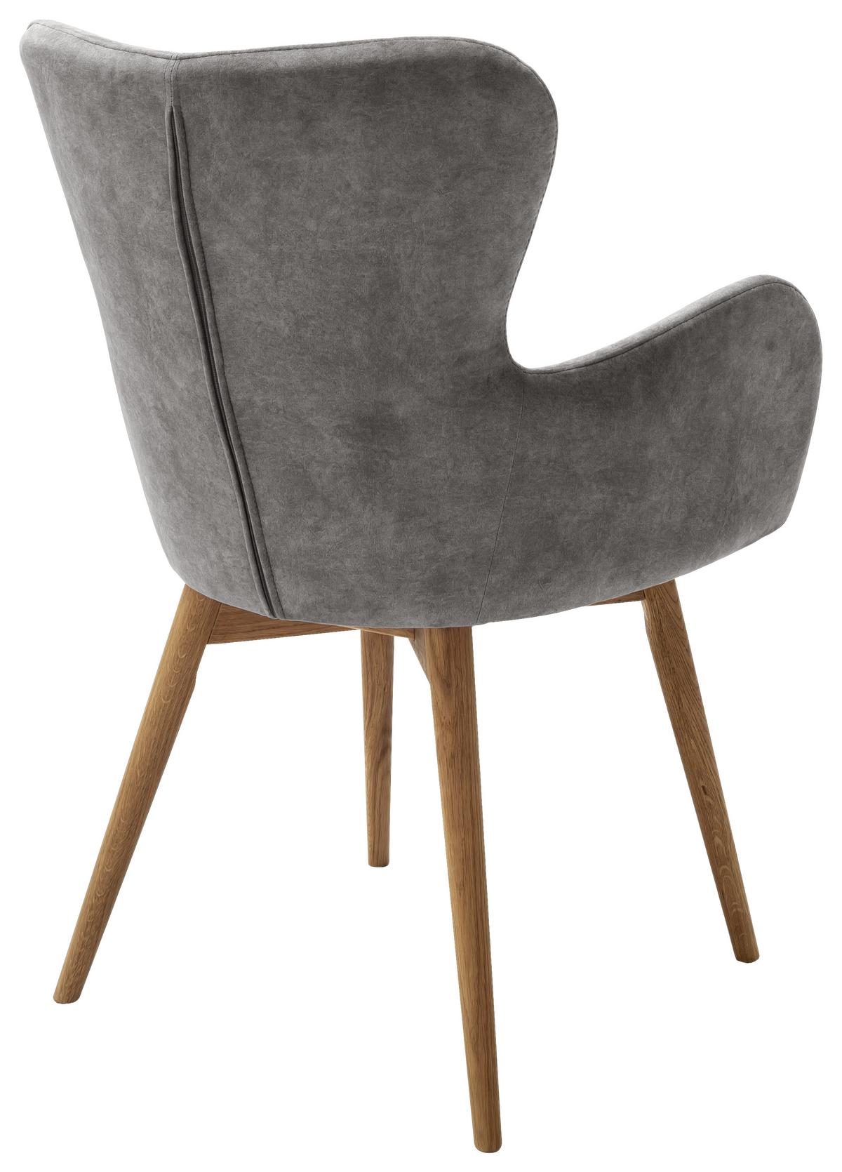 Armlehnstuhl Sarander Grau/Eichenfarben Gepolstert - Eichefarben/Grau, Natur, Holz/Textil (62/87/65cm) - MID.YOU