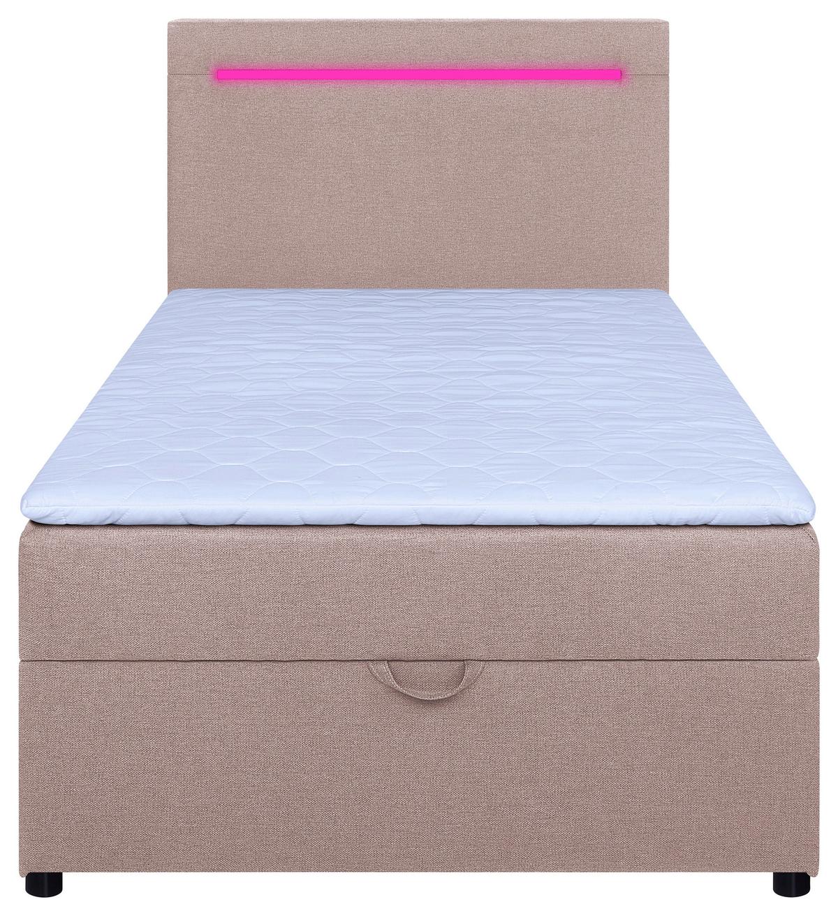 Boxbett Pisa 100 Led 100x200 Rosa - Schwarz/Rosa, MODERN, Holzwerkstoff/Textil (100/200cm) - MID.YOU