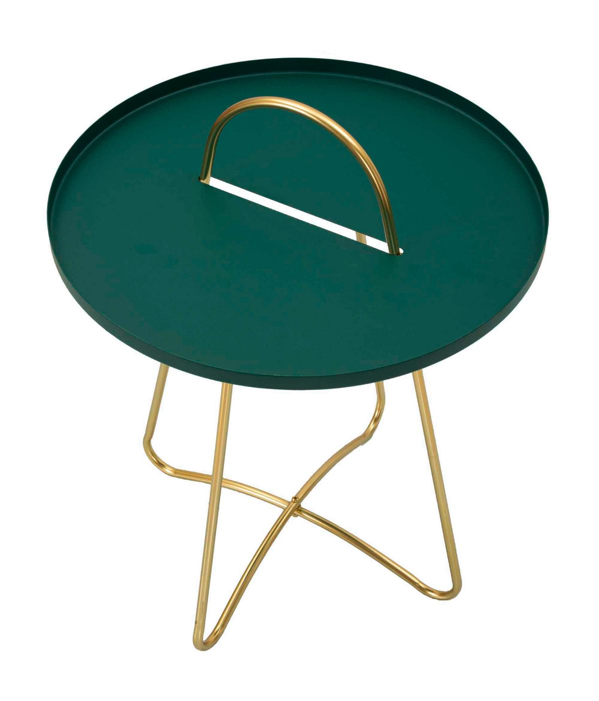 Couchtisch Grent Goldfarben, Grün B: 45cm - Goldfarben/Grün, Basics, Metall (45/59/45cm)