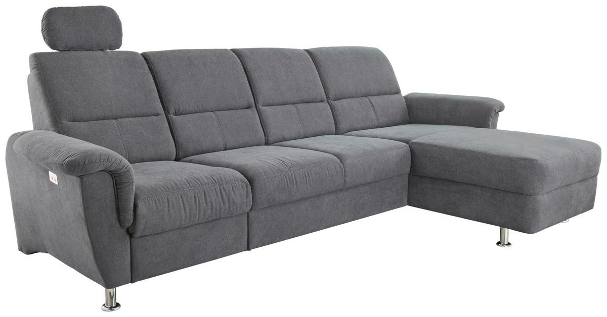 Ecksofa Parole Anthrazit S:292/165 cm - Chromfarben/Anthrazit, KONVENTIONELL, Textil (292/165cm) - Livetastic