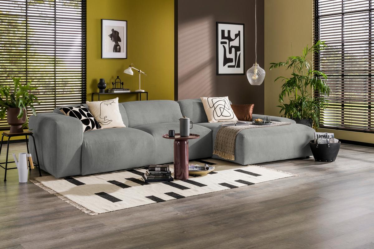 Ecksofa Hannah Hellgrau 343x170 cm - Hellgrau/Schwarz, Design, Textil (343/170cm) - MID.YOU