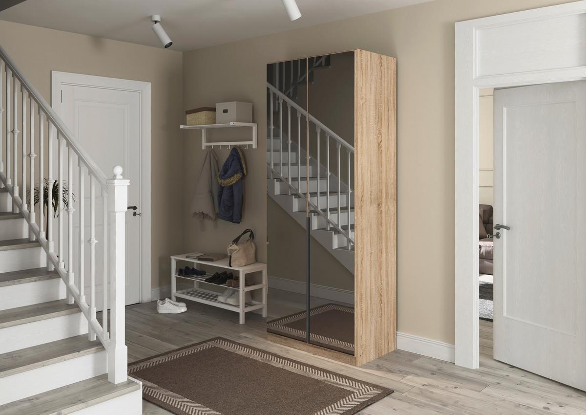 Drehtürenschrank Alabama, Sonoma Eiche B: 91 Cm - Sonoma Eiche, MODERN, Holzwerkstoff (91/229/54cm) - Rauch Möbel