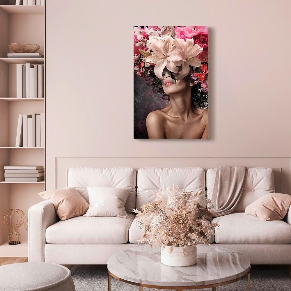Leinwandbild Braun Pink B: 80 cm - Pink/Braun, Basics, Holz/Textil (80/120/1.2cm) - artgeist