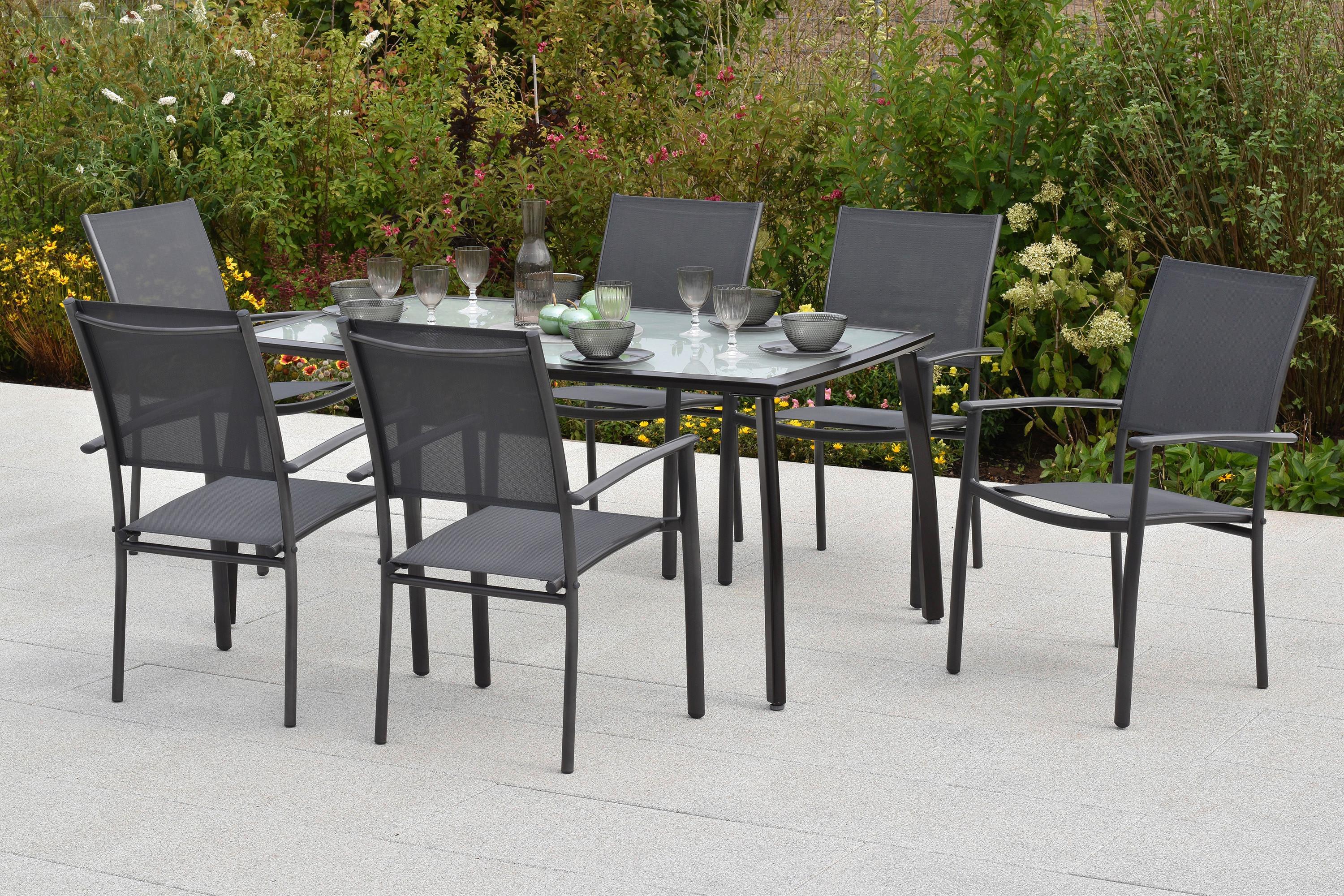 Gartenset Milano - Graphitfarben/Grau, MODERN, Textil/Metall - Gardenson