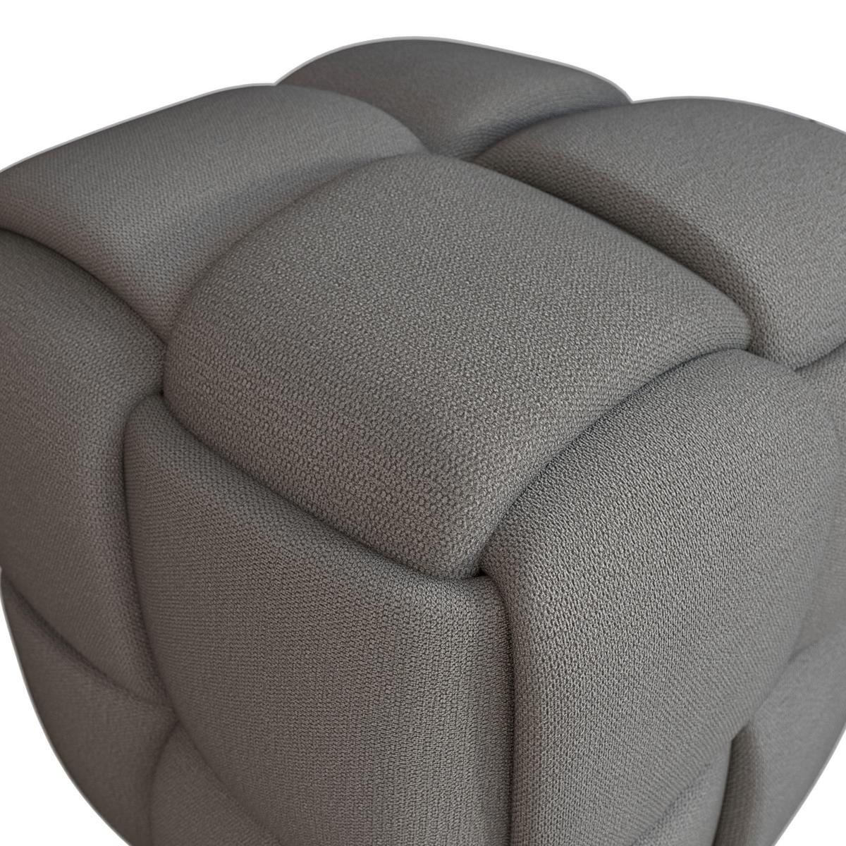 Taburet ELLA tmavě šedá bouclé - černá/tmavě šedá, Moderní, dřevo/textil (45/45/45cm) - Bessagi Home