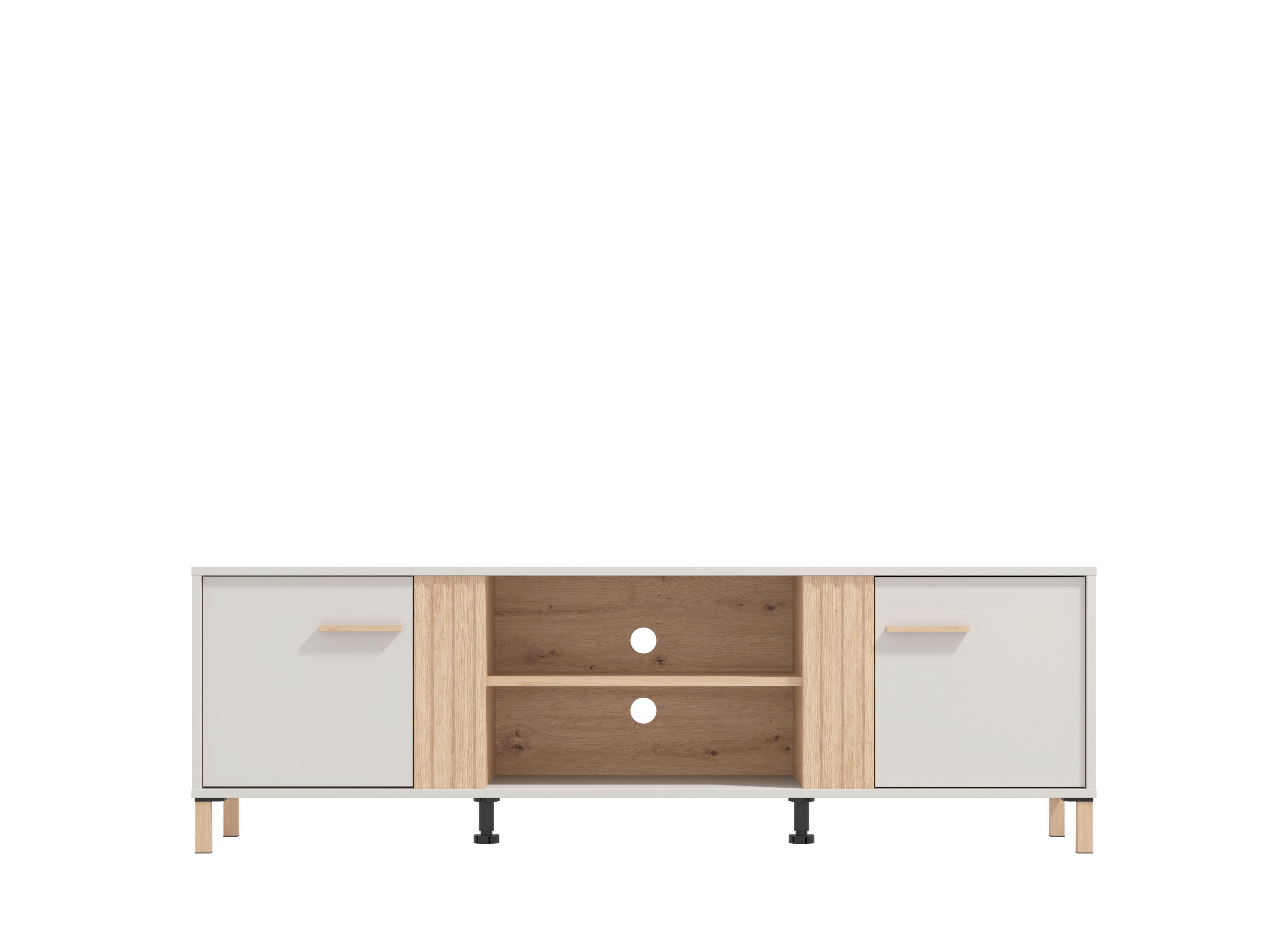 Tv-elem Belfort - tölgyfa színű/fehér, Modern, faalapú anyag (163,5/52/40cm)