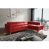 Ecksofa Mondo, Rot S: 286x208 Cm - Chromfarben/Rot, Design, Leder/Textil (286/208cm) - Livetastic