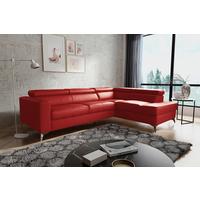Ecksofa Mondo, Rot S: 286x208 Cm - Chromfarben/Rot, Design, Leder/Textil (286/208cm) - Livetastic