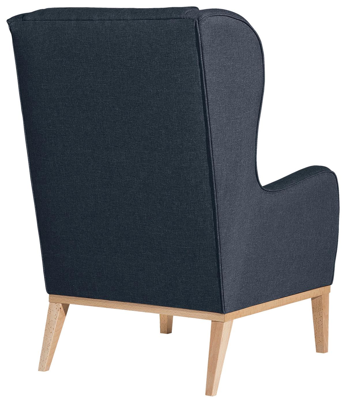 Ohrensessel Angelo - Naturfarben/Dunkelblau, KONVENTIONELL, Textil (66/104/78cm) - Max Winzer