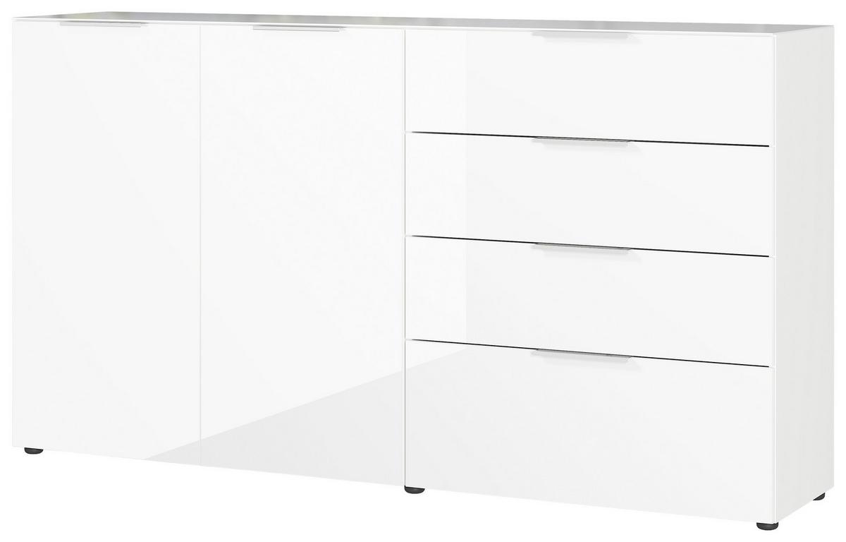 Sideboard mit Glasfronten B: 184 cm Gw-Oakland, Weiß - Schwarz/Weiß, KONVENTIONELL, Glas/Holzwerkstoff (184/102/42cm) - Germania