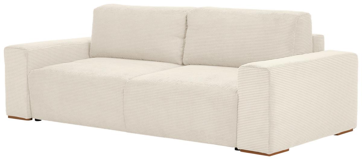 Schlafsofa Vouge Creme Bettkasten, B: 255 cm - Buchefarben/Creme, KONVENTIONELL, Textil (255/86/123cm) - Livetastic