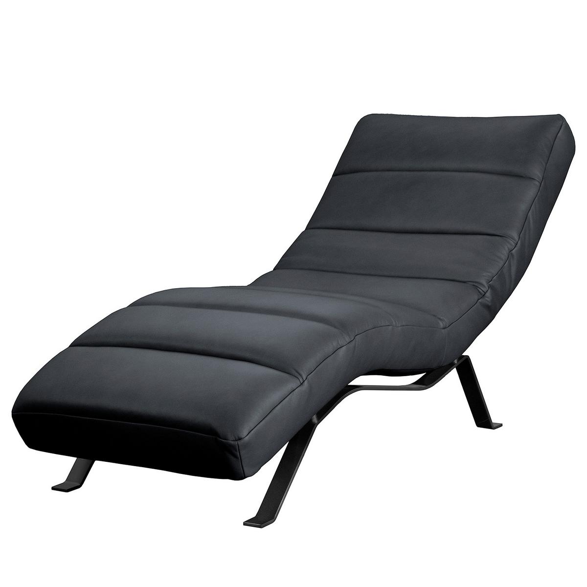 Relaxliege Swing Black Dunkelblau B: 65 Cm - Schwarz/Dunkelblau, Design, Leder (65/65-95/171cm) - Livetastic
