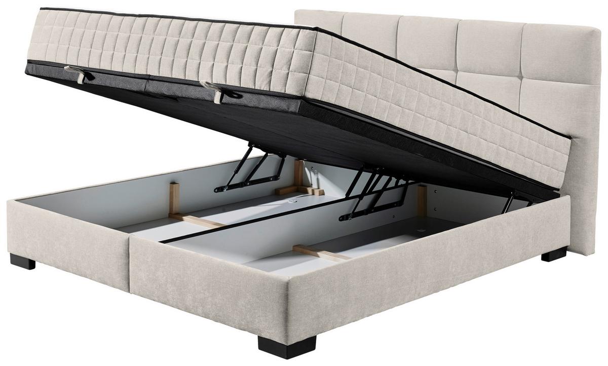 Boxbett Nagol A - Beige/Schwarz, MODERN, Holzwerkstoff/Textil (160/200cm) - MID.YOU