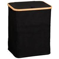 Wäschesack Wäschesammler Bambus - Schwarz/Naturfarben, Basics, Holz/Textil (41/50/33cm) - Kesper