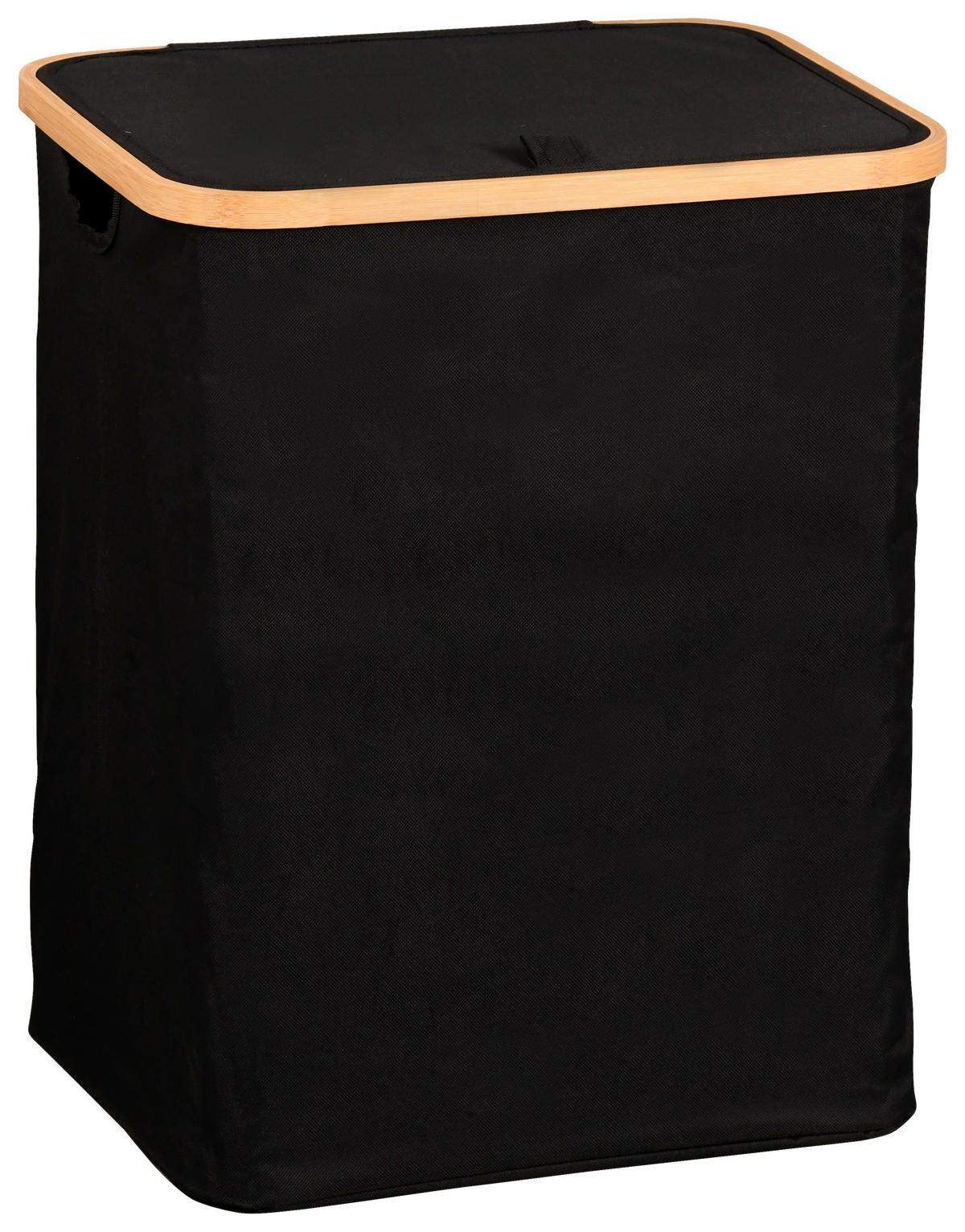 Wäschesack Wäschesammler Bambus - Schwarz/Naturfarben, Basics, Holz/Textil (41/50/33cm) - Kesper