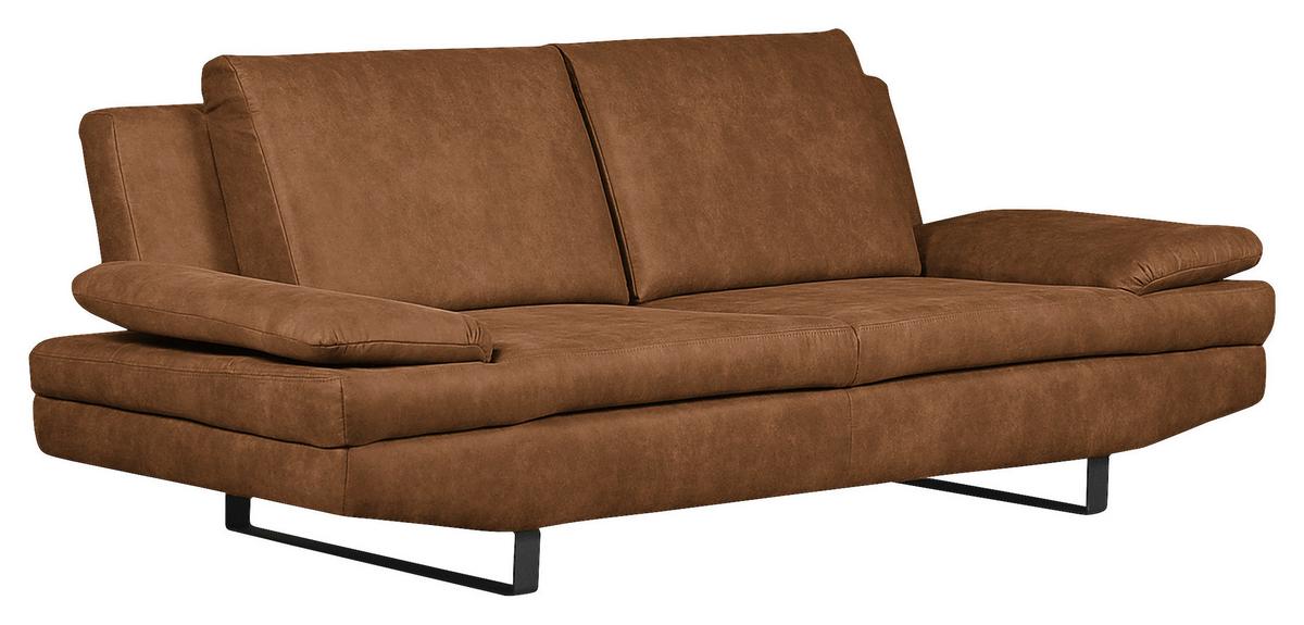 3-Sitzer-Sofa Jovanna, Cognac B: 218 cm - Cognac/Schwarz, Design, Textil (218/78/88cm) - MID.YOU
