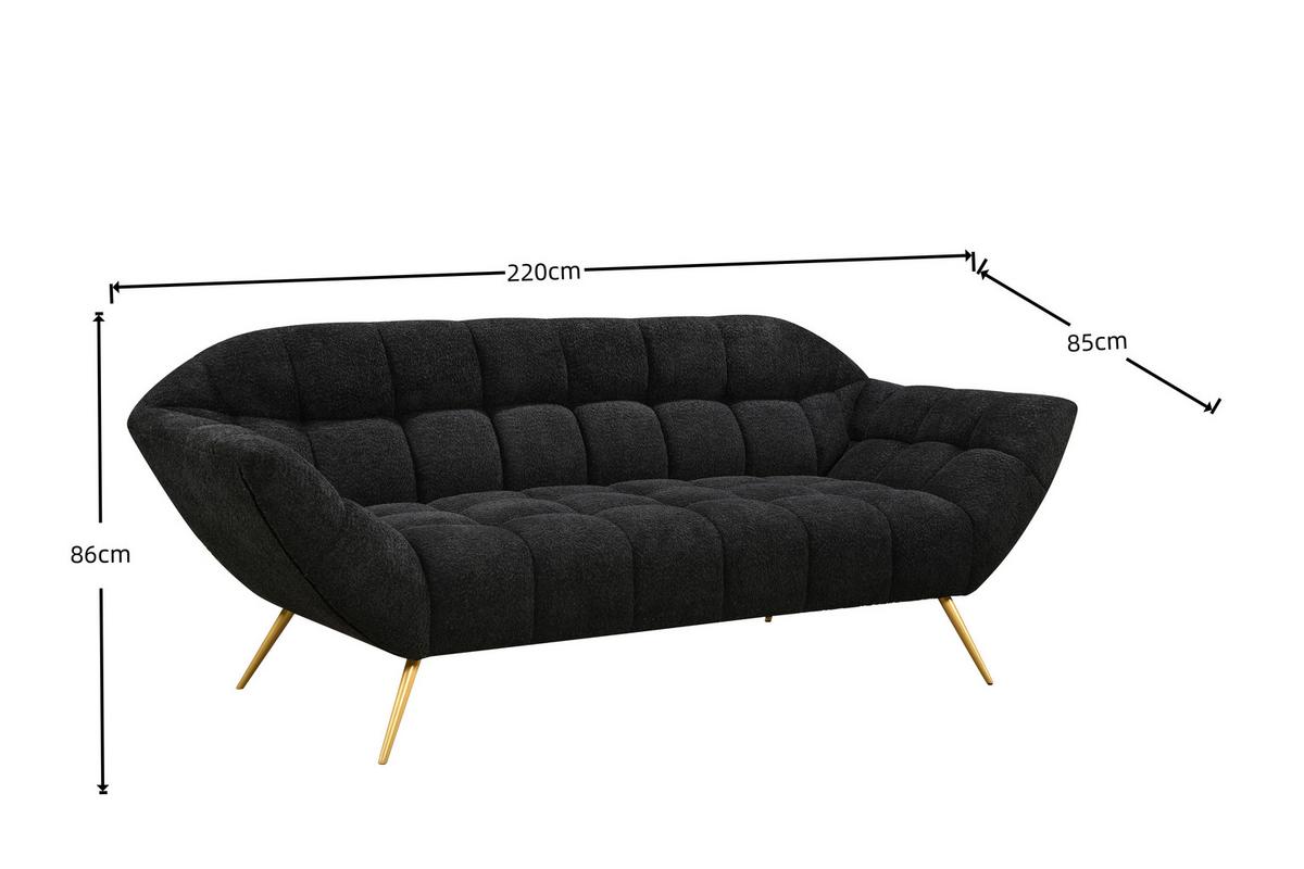 3-sitzer-sofa Janine Schwarz B: 220 Cm - Goldfarben/Schwarz, Design, Holz/Textil (220/85/85cm) - Livetastic