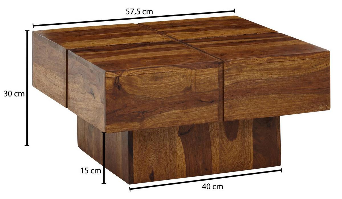 Konferenční stolek z masivního dřeva š: 57,5cm - barvy sheesham, Moderní, dřevo (57,5/57,5/30cm) - MID.YOU