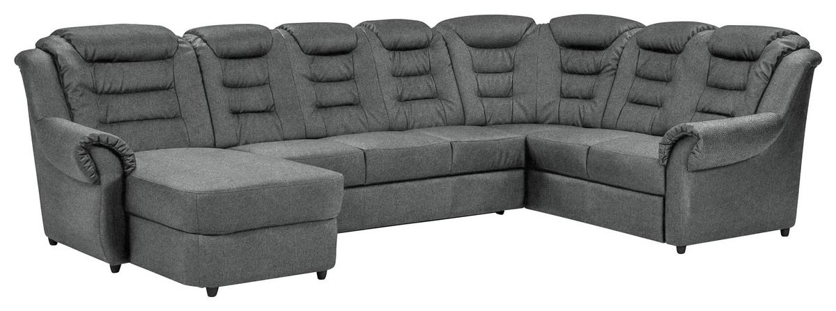 Wohnlandschaft Boston Dunkelgrau Chenille - Dunkelgrau/Schwarz, KONVENTIONELL, Textil (165/333/216cm) - Livetastic