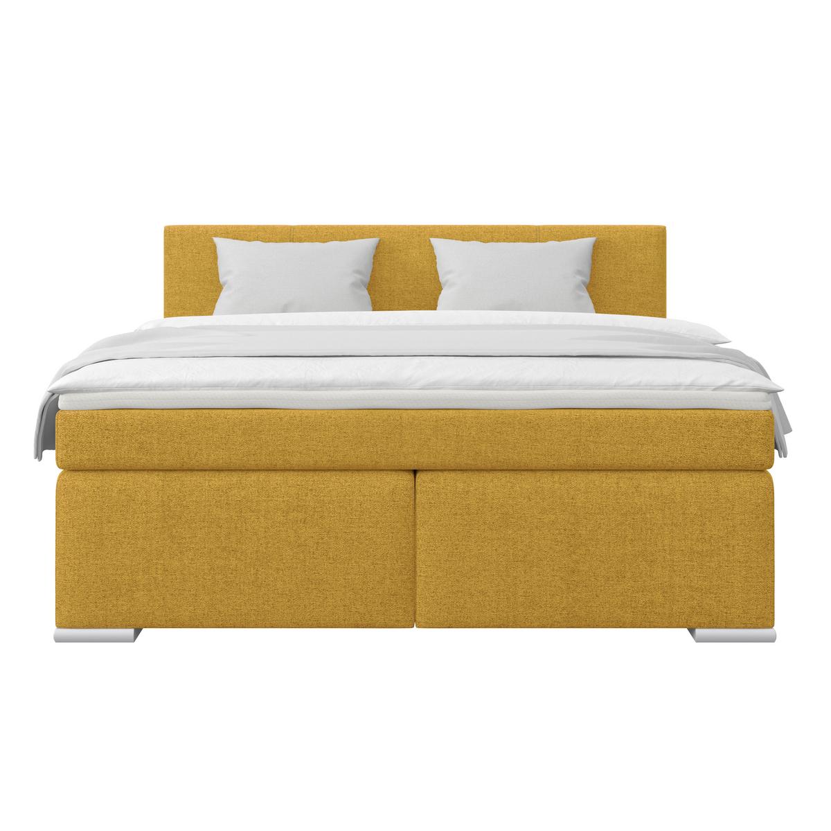Boxspringbett Mira I Nordic, Lf: 160x200 Cm - Goldfarben/Alufarben, Basics, Textil (160/200cm)