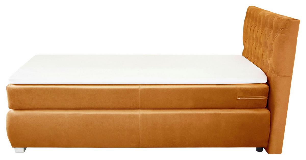 Boxspringbett Rumba inkl. Matratze 90x200 - Platinfarben/Gelb, Basics, Textil (90/200cm) - Livetastic