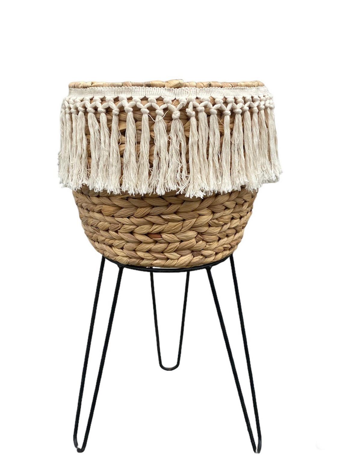 Pflanztopf Alcine Wasserhyzinthe Indoor Ø 26 Cm - Hellbraun/Schwarz, MODERN, Naturmaterialien/Kunststoff (26/23/52cm) - Luca Bessoni