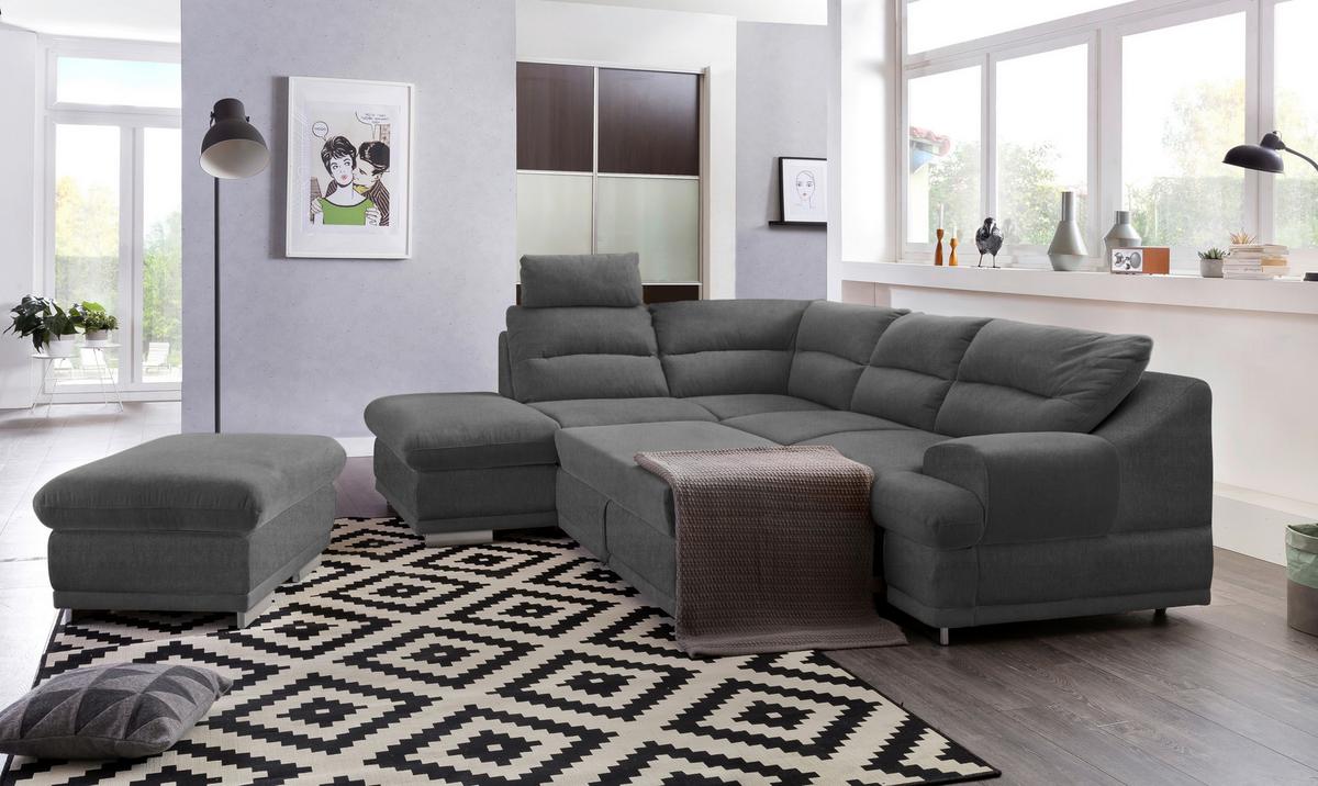 Wohnlandschaft Seaside - Chromfarben/Dunkelgrau, KONVENTIONELL, Textil (217/264cm) - MID.YOU