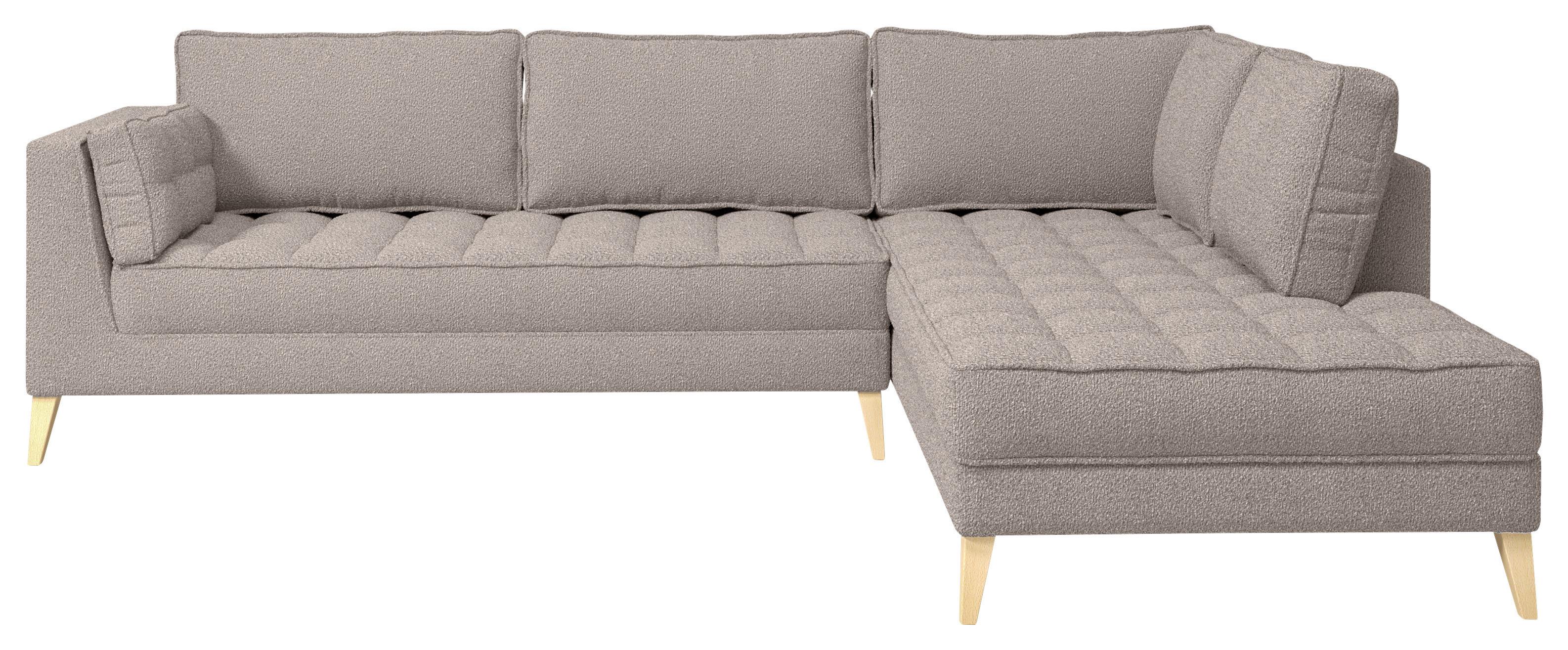 Rohová sedačka DOTI, pravá, šedohnědá - přírodní barvy/šedohnědá, Design, kompozitní dřevo/textil (310/204cm) - MID.YOU