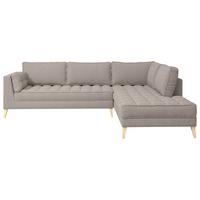 Rohová sedačka DOTI, pravá, šedohnědá - přírodní barvy/šedohnědá, Design, kompozitní dřevo/textil (310/204cm) - MID.YOU