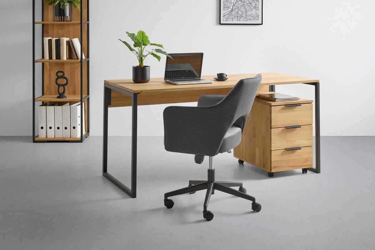 Otočná židle VALLETTA - černá/antracitová, Konvenční, kov/textil (63/82-88/61cm) - Premium Living