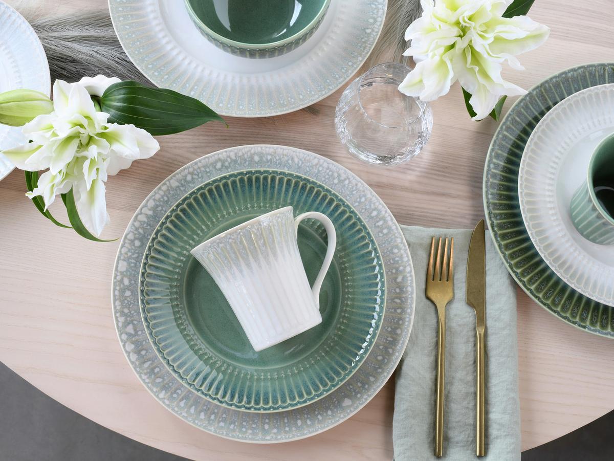 Kombiservice Celadon Mix Steinzeug, 4 Pers., 16-Teilig - Salbeigrün/Perlmutt, Basics, Keramik - Creatable