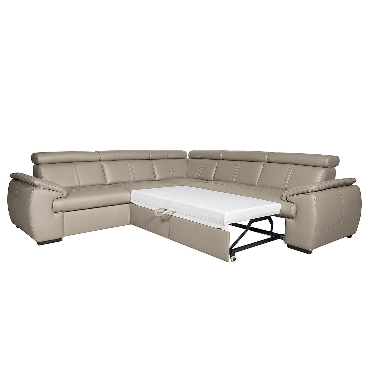 Ecksofa City Hellgrau S: 265x265 Cm - Wengefarben/Hellgrau, Design, Leder (265/265cm) - Livetastic