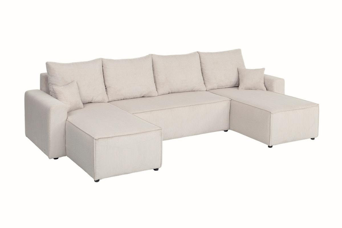 Sedacia súprava SONJA U, obojstranná, krémový menčester - čierna/krémová, Design, kompozitné drevo/textil (145/300/145cm) - Based