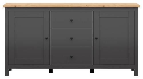 Sideboard Hesen Chest Of Drawers - Graphitfarben/Eiche Artisan, Design, Holzwerkstoff (186/96/44cm)