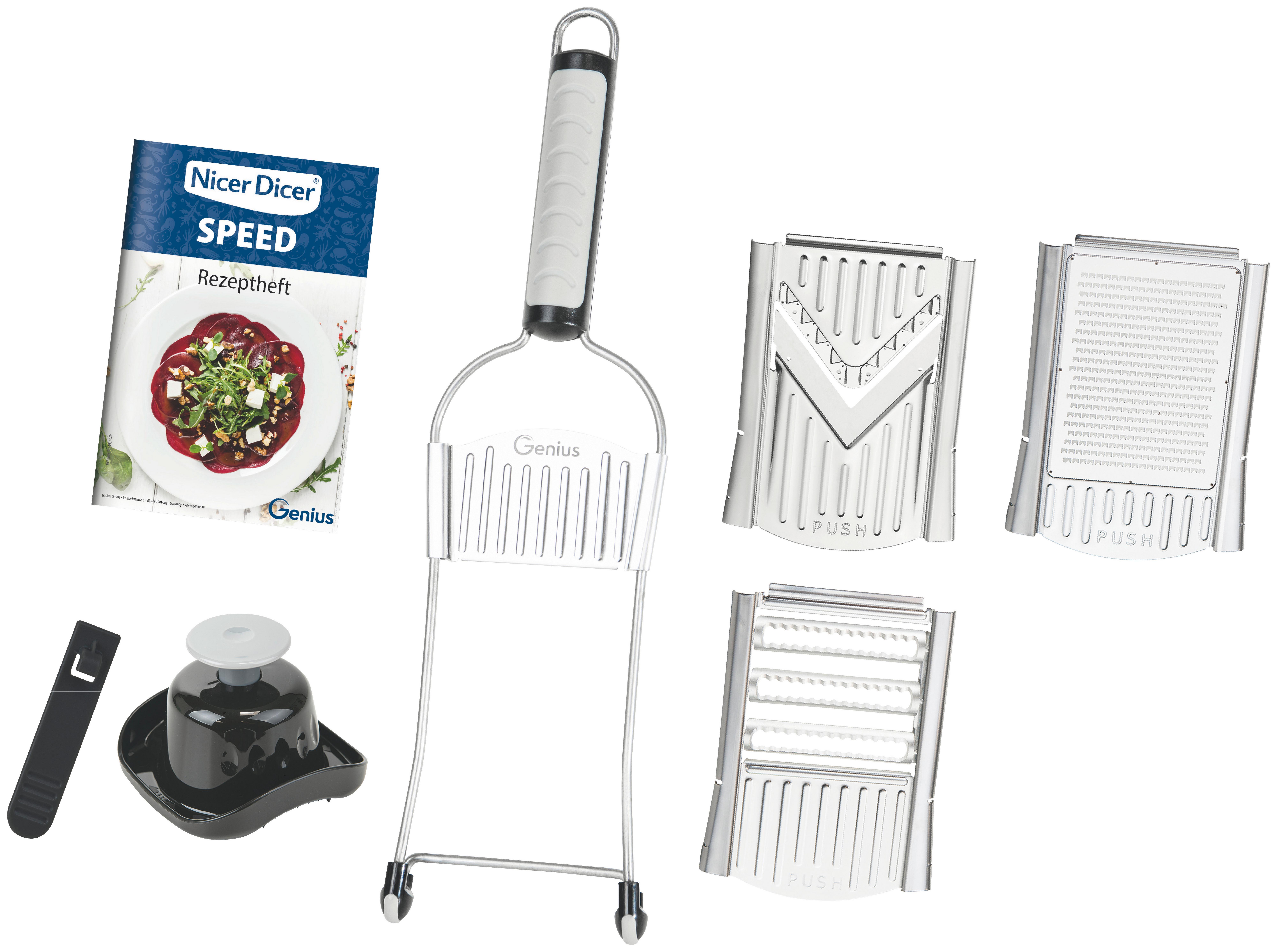 Küchenreibe Nicer Dicer Speed Metall, 7er-Set - Silberfarben, Basics, Kunststoff/Metall - Genius