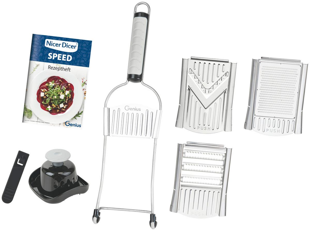 Küchenreibe Nicer Dicer Speed Metall, 7er-Set - Silberfarben, Basics, Kunststoff/Metall - Genius