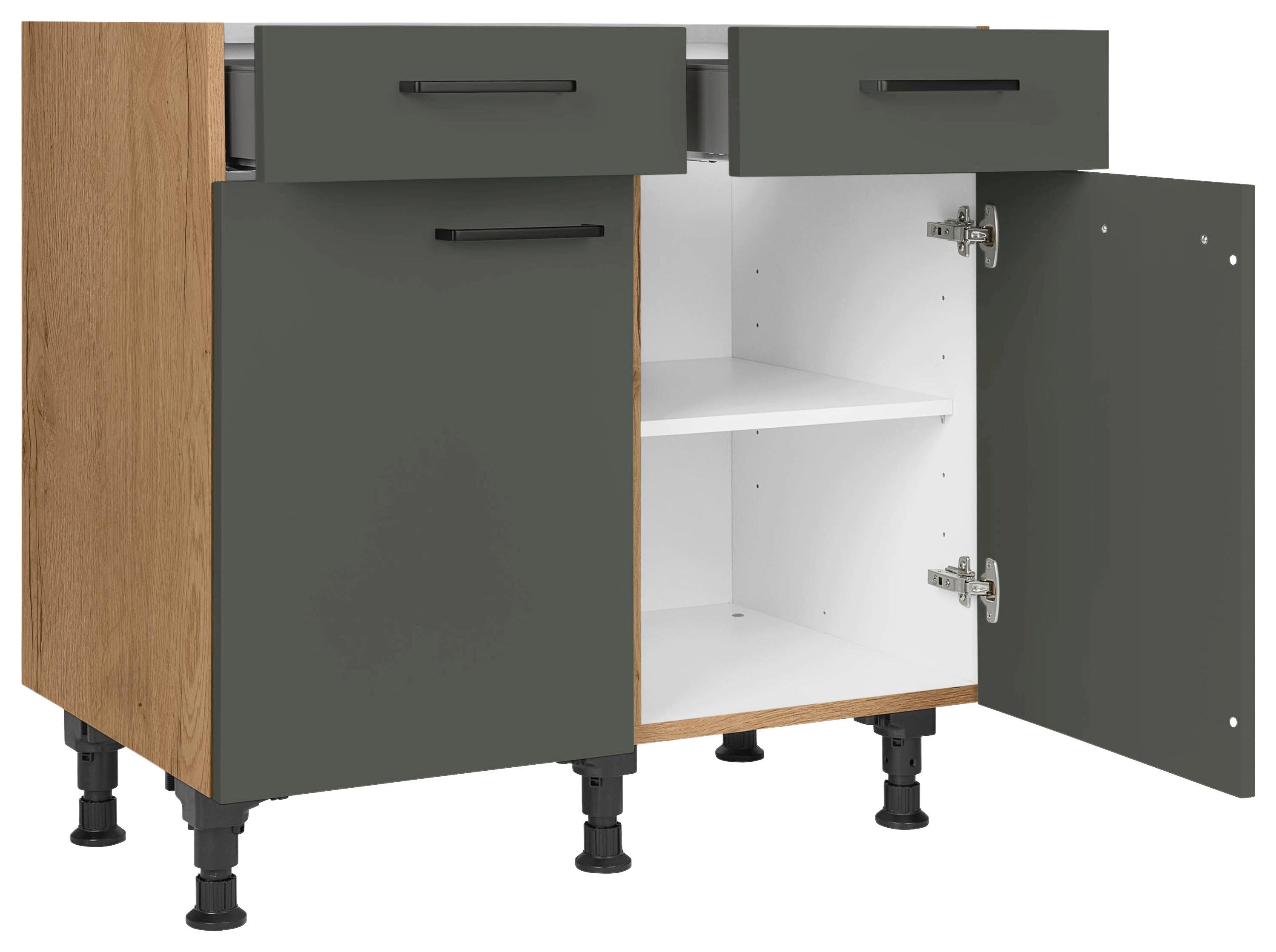 Schubkastenunterschrank Easytouch - Eichefarben/Grün, MODERN, Holzwerkstoff (90/87/56cm) - Nobilia