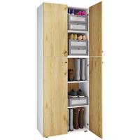 Schuhschrank Lona Weiß Honigeiche Dekor - Honigeiche/Schwarz, Design, Holzwerkstoff (70/182/39cm) - MID.YOU