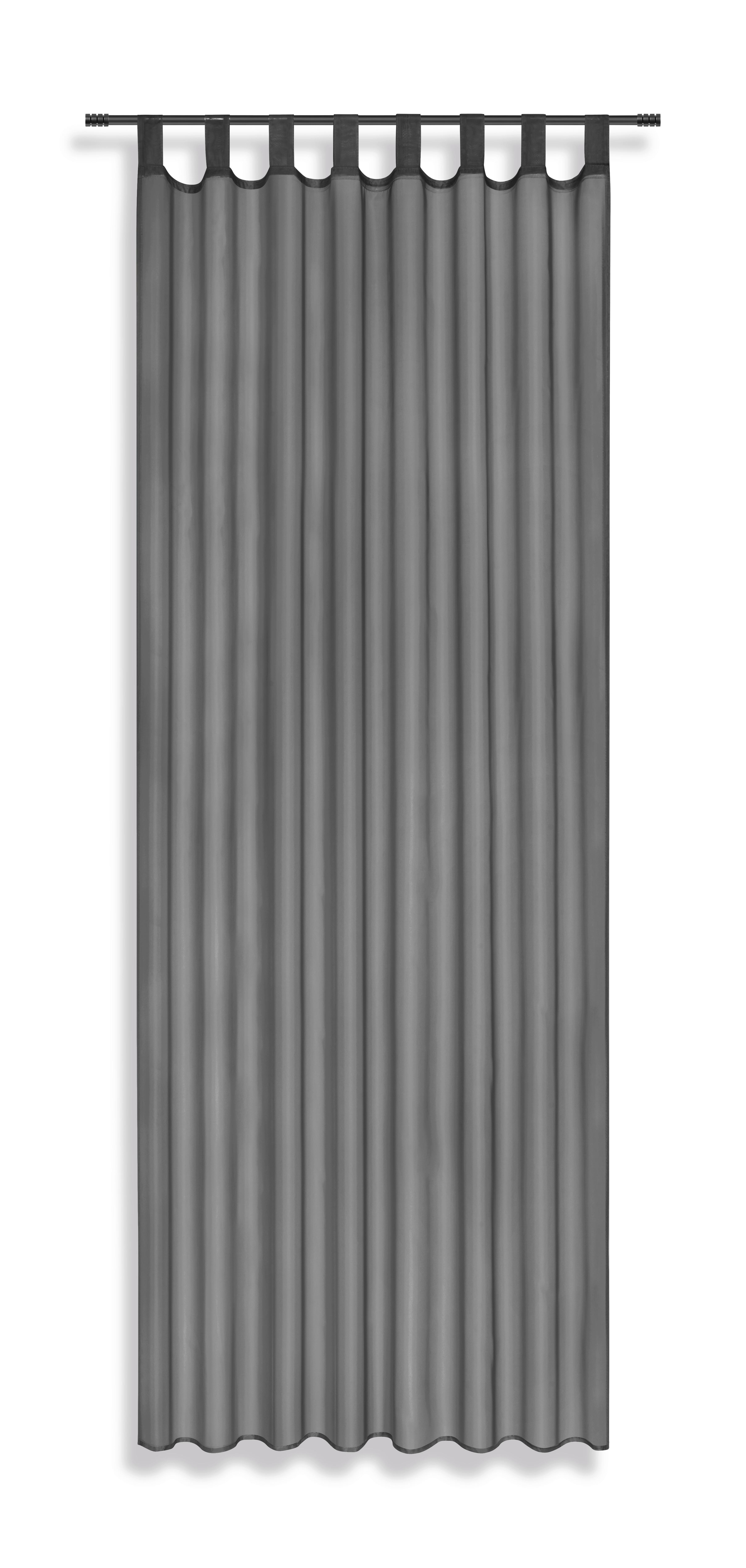 Vorhang mit Schlaufen und Band Utila B: 140cm, Dunkelgrau - Dunkelgrau, KONVENTIONELL, Textil (140/245cm) - Ondega