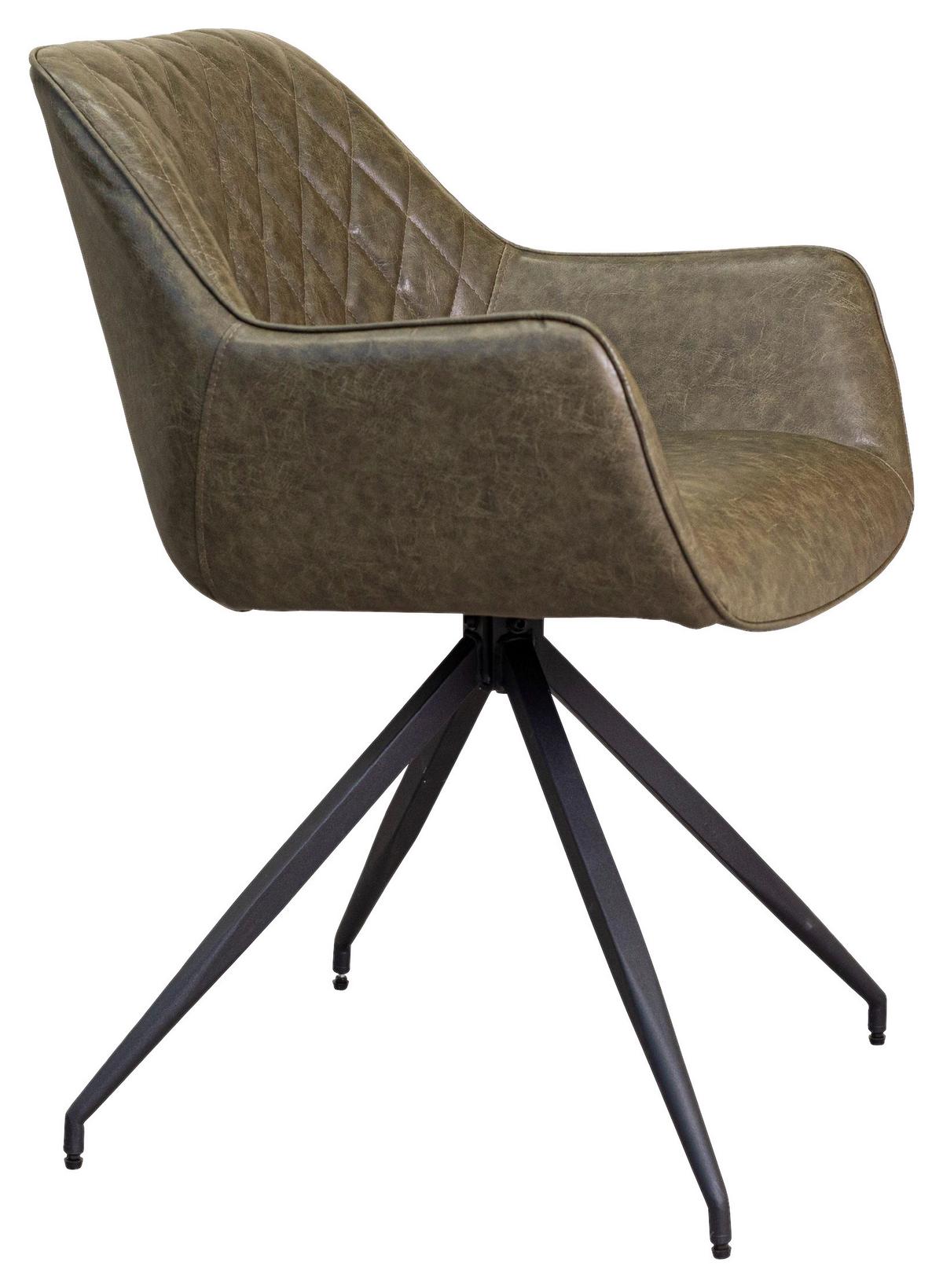 Armlehnstuhl-Set Gabi Dunklegrün - Dunkelgrün/Schwarz, KONVENTIONELL, Textil/Metall (62/82/61cm) - MID.YOU