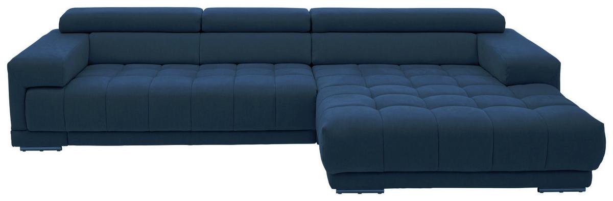 Rohová sedačka Iba, elektricky polohovatelná, tmavě modrá - barvy chromu/tmavě modrá, Lifestyle, textil (323/73/222cm) - Premium Living