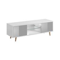 Lowboard TV Stand Sweden 1 Grau/Weiß B: 140 cm - Weiß/Grau, Design, Glas/Holzwerkstoff (140/45/42cm) - MID.YOU