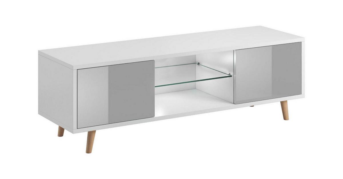 Lowboard TV Stand Sweden 1 Grau/Weiß B: 140 cm - Weiß/Grau, Design, Glas/Holzwerkstoff (140/45/42cm) - MID.YOU